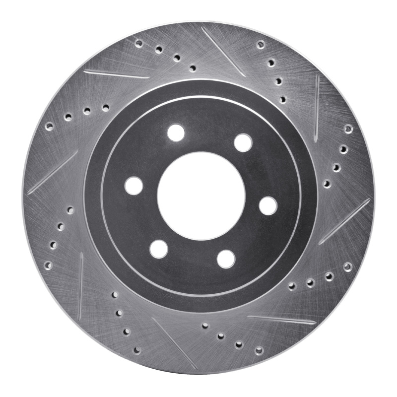 Dodge Dakota Brake Rotor (1) - Front Right - R1 Concepts - Drilled & Slotted - Silver - `03-`04